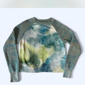 Anthropologie Blue and Green Crew Neck Sweater